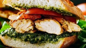 Delicious chicken Sandwich with Pesto